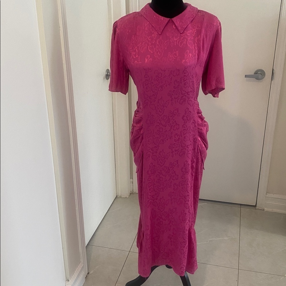 Ell-Jay of Montreal Vintage 1980’s midi Length Pink Rayon Dress Size Small - Picture 12 of 17